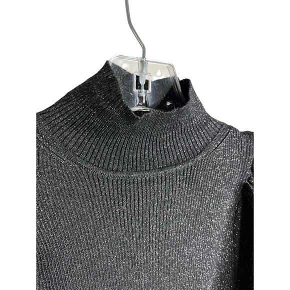 Maeve By Anthropologie Sweater Womens XS Black Shimmer Turtleneck Keyhole Back - Picture 2 of 9